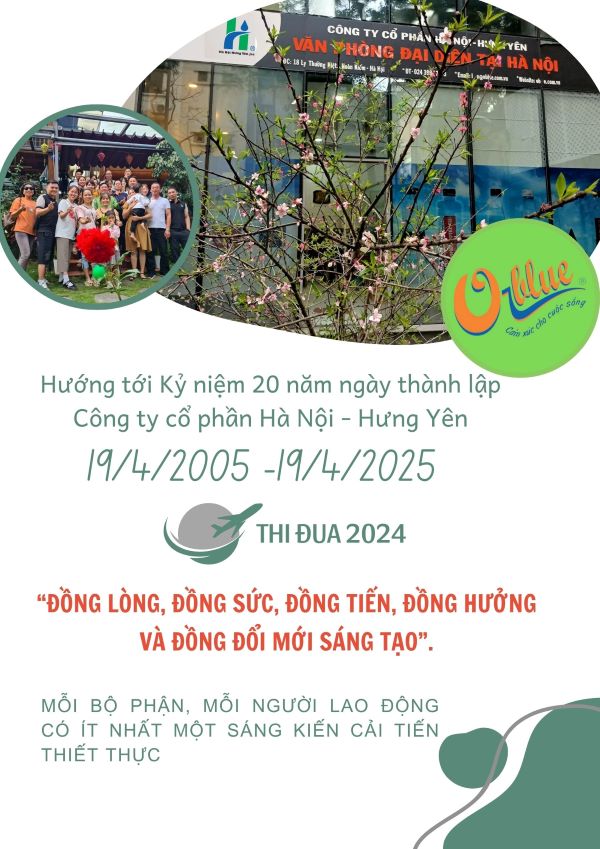 Phát động phong trào thi đua năm 2024 hướng tới kỷ niệm 20 năm ngày thành lập công ty cổ phần Hà Nội - Hưng Yên (19/04/2005 - 19/04/2025)