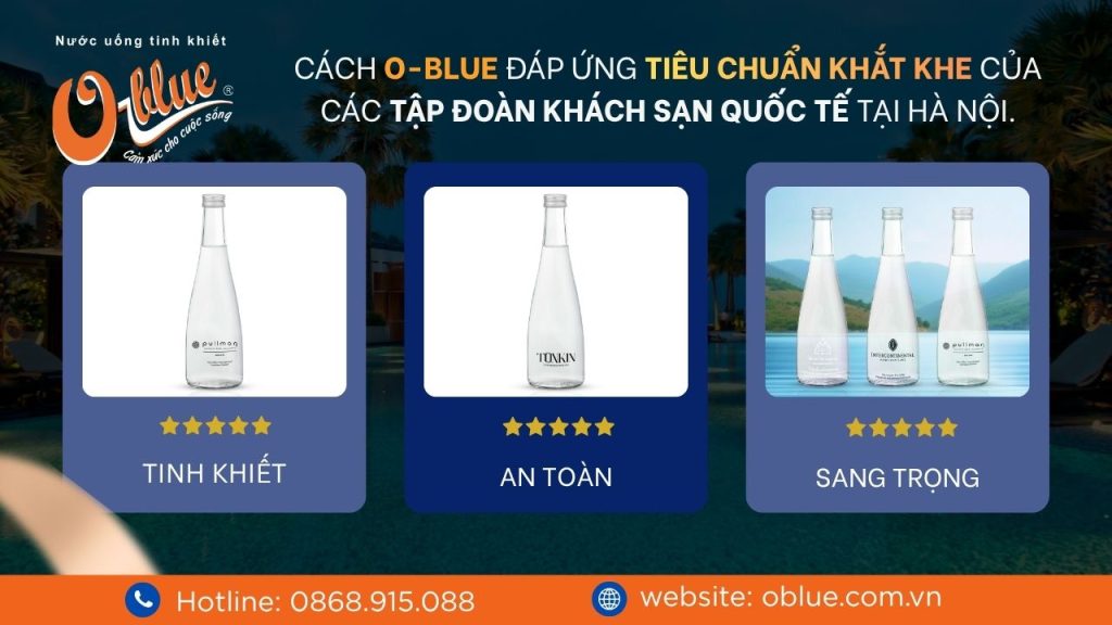 Nước uống đóng chai thủy tinh thương hiệu riêng