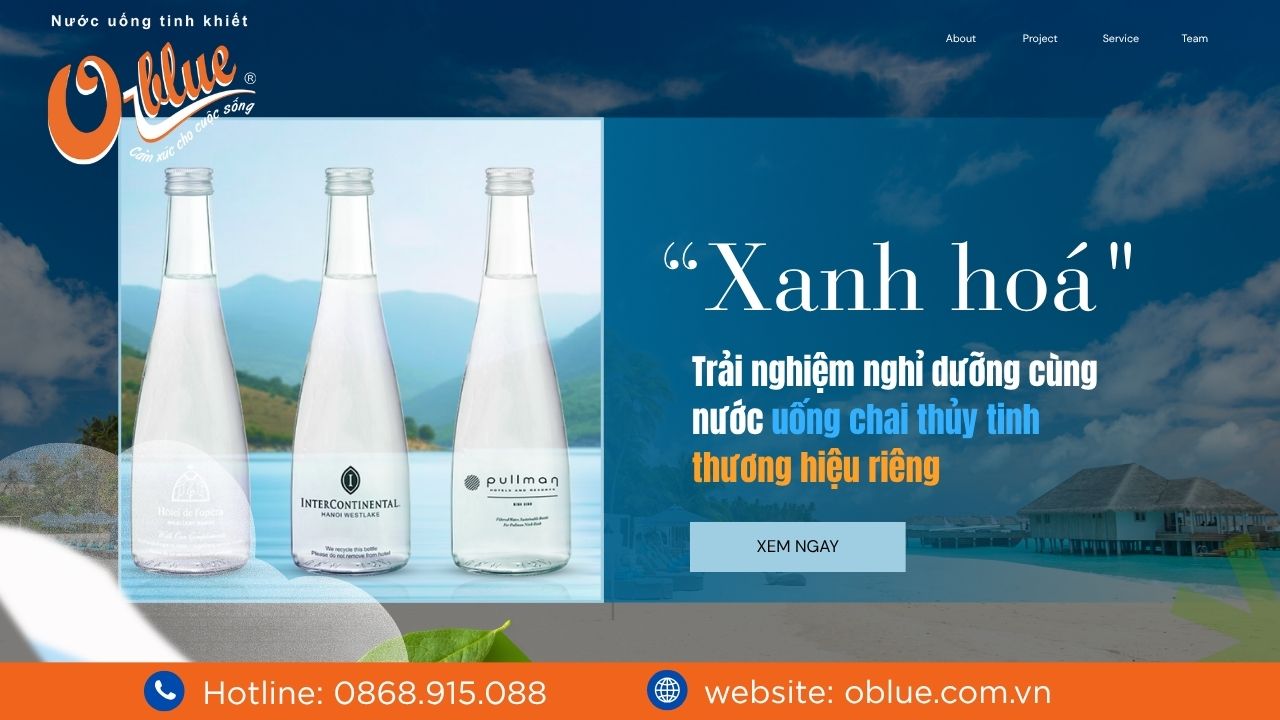 “Xanh hóa” trải nghiệm nghỉ dưỡng cùng nước uống chai thủy tinh thương hiệu riêng